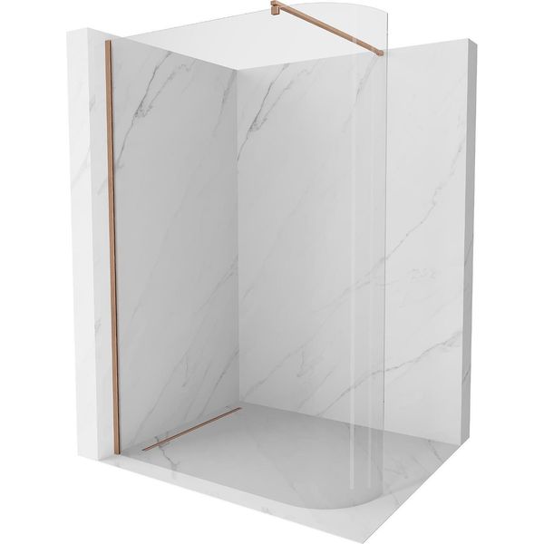 Mexen Kioto-R Parete Doccia Arrotondata Walk-In 150 X 200 Cm, Trasparente 8 Mm, Rame Spazzolato - 800-150-101-65-06-image