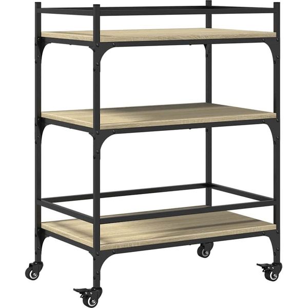 Carrello Da Cucina Rovere Sonoma 65X40X86,5 Cm Materiale A Base Di Legno-image
