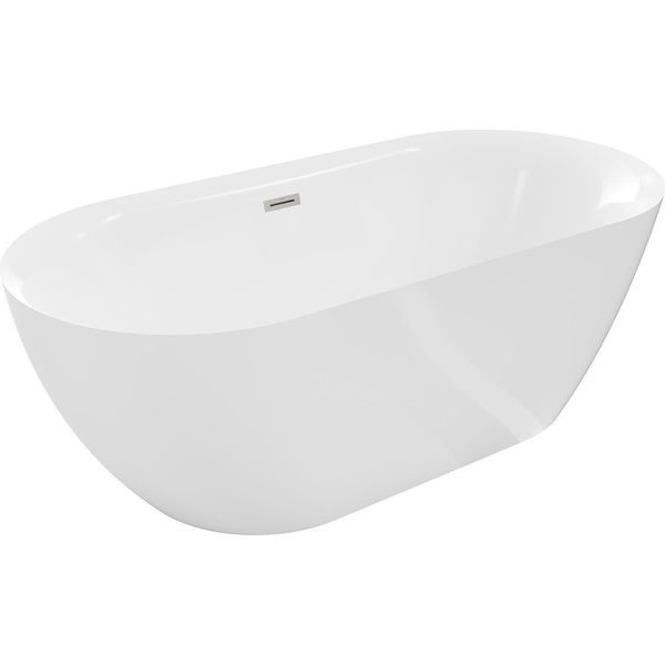 Mexen Roxy Vasca Da Bagno Freestanding 170 X 80 Cm, Bianca, Troppopieno In Nichel Spazzolato - 51201708000-97-image