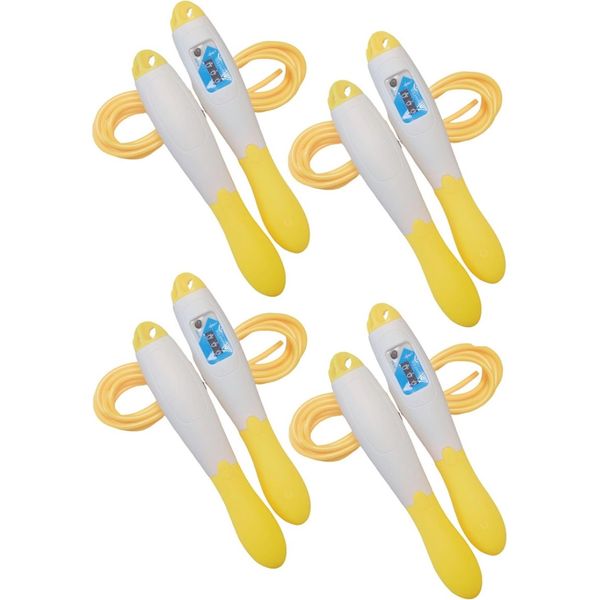 Set Di 4 Corde Per Saltare Con Contapassi | Corda Di Velocità Da 270 Cm Per Allenamento, Sport Di Resistenza, Workout | Resistenza E Perdita Di Peso | Corde Per Saltare Per Bambini E Adulti | Corda Per Saltare Con Contapassi | Corda Per Saltare - Giallo-image