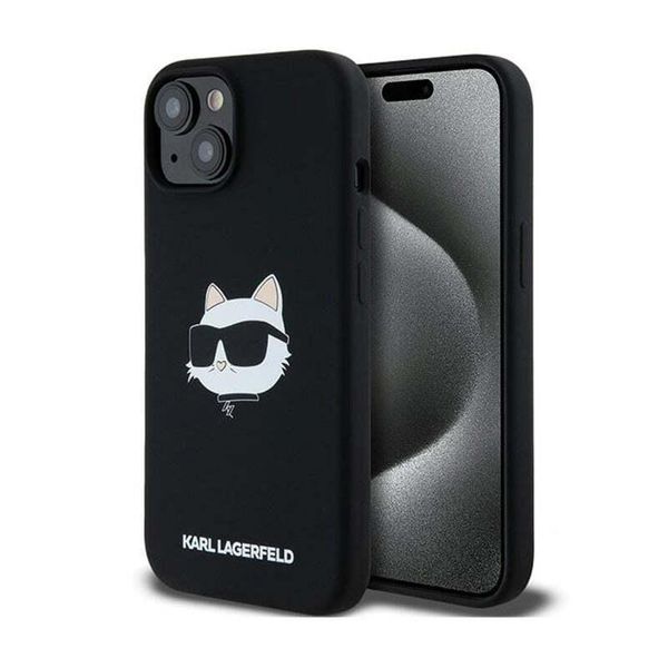 Karl Lagerfeld Klhmp15Mschpplk Iphone15 Plus / 14 Plus 6.7 Czarny/Nero Custodia Rigida In Silicone Choupette Head Magsafe-image