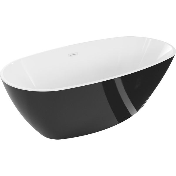 Mexen Eris Vasca Da Bagno Freestanding 155 X 80 Cm, Bianca/Nera, Troppo Pieno Bianco - 53441558075-20-image