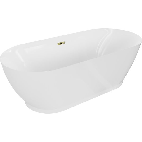 Mexen Roxy Vasca Da Bagno Autoportante 180 X 85 Cm, Bianca, Troppopieno Dorato - 51201808500-50-image