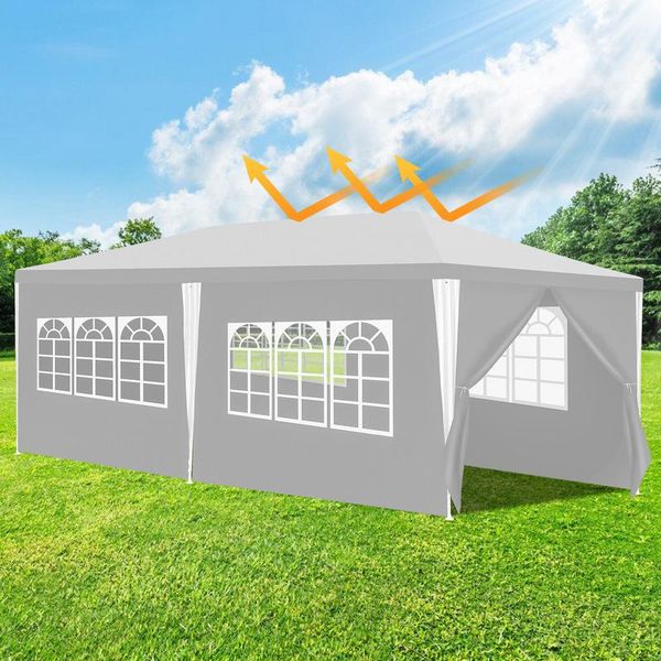 Tenda Da Giardino Pavilion - Pratica Tenda Da Spiaggia, Facile Da Montare Con Easy-Klett, Ideale Per Feste Bianco 3X6M-image