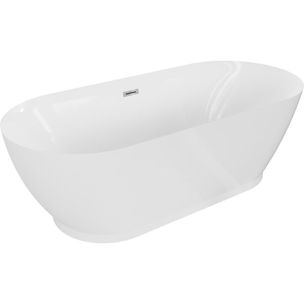 Mexen Roxy Vasca Da Bagno Autoportante 180 X 85 Cm, Bianca, Troppo Pieno Cromato - 51201808500-01-image