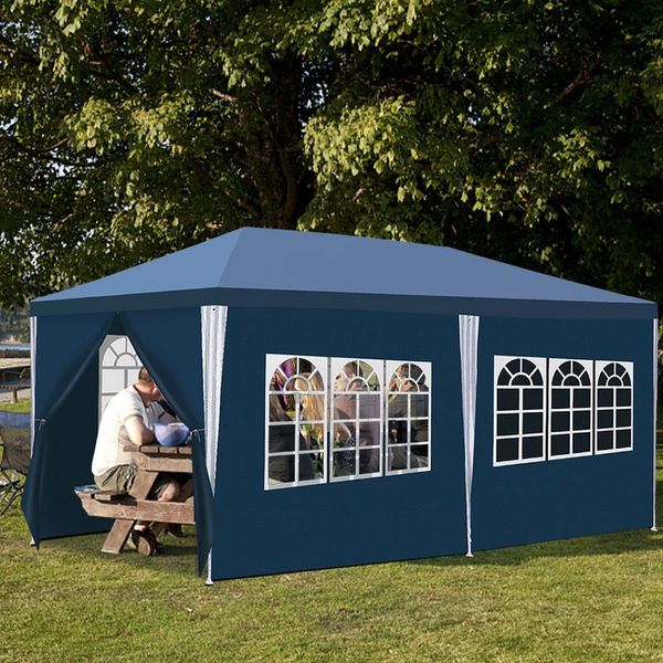Tenda Da Giardino Pavilion - Pratica Tenda Da Spiaggia, Facile Da Montare Con Easy-Klett, Ideale Per Feste Blu 3X6M-image