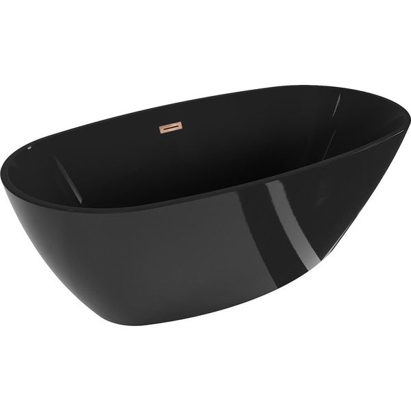 Mexen Eris Vasca Da Bagno Freestanding 170 X 80 Cm, Nera, Troppo Pieno Oro Rosa - 53441708070-60-image
