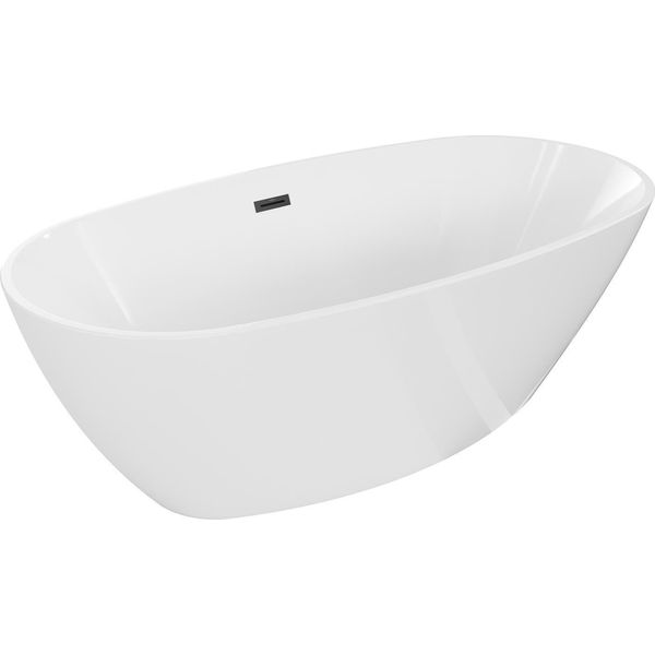 Mexen Eris Vasca Da Bagno Freestanding 180 X 80 Cm, Bianca, Troppo Pieno Nero - 53441808000-70-image