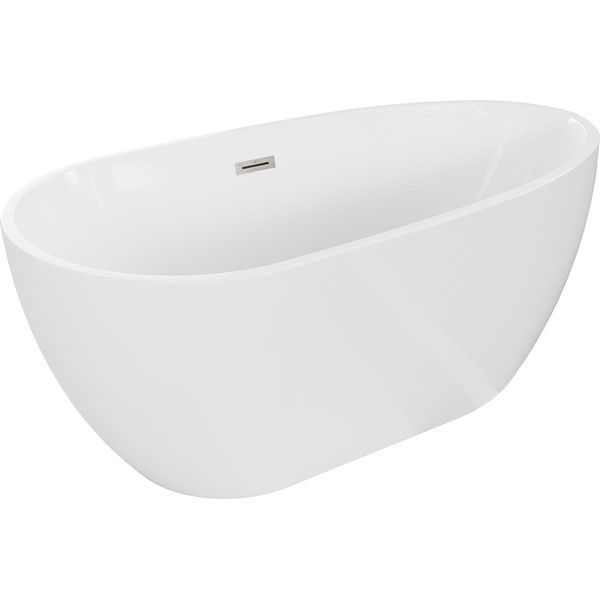 Mexen Eos Vasca Da Bagno Indipendente 150 X 75 Cm, Bianca, Troppo Pieno Nichel Spazzolato - 52471507500-97-image