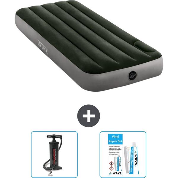 Letto Ad Aria Intex - 1 Persona - 76 X 191 X 25 Cm - Verde - Pompa E Kit Di Riparazione-image