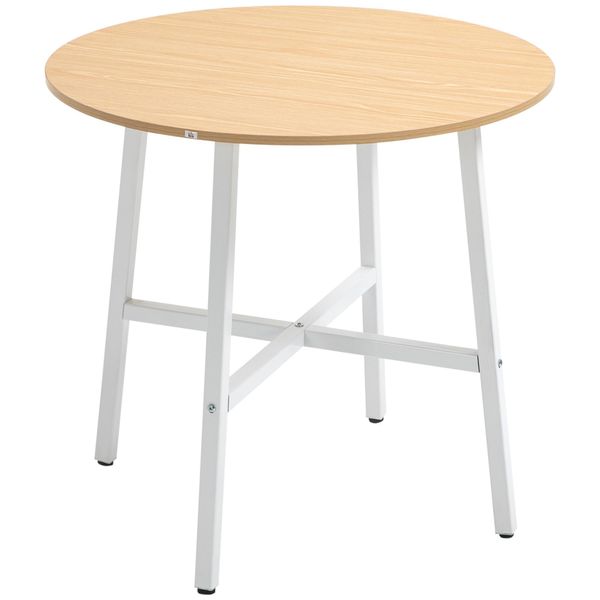 Homcom Tavolo Da Pranzo Tavolo Da Cucina Per 4 Persone, Tavolo Da Soggiorno Dal Design Moderno Per Sala Da Pranzo, Cucina, Acciaio, Legno Naturale, 80 X 80 X 76 Cm-image