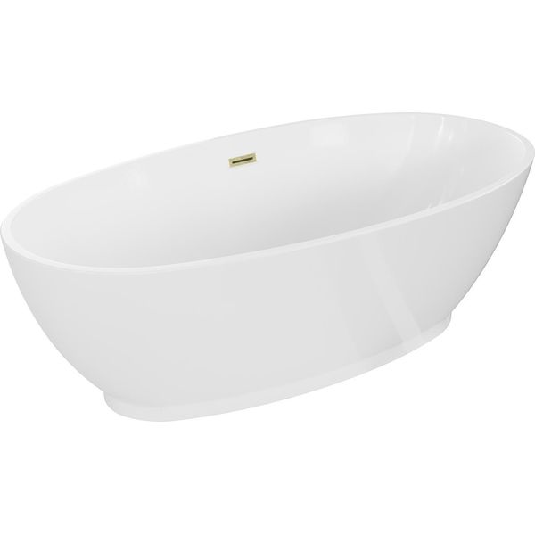 Mexen Bilbao Vasca Da Bagno Indipendente 180 X 90 Cm, Bianca, Troppo Pieno Oro Spazzolato - 51311809000-55-image