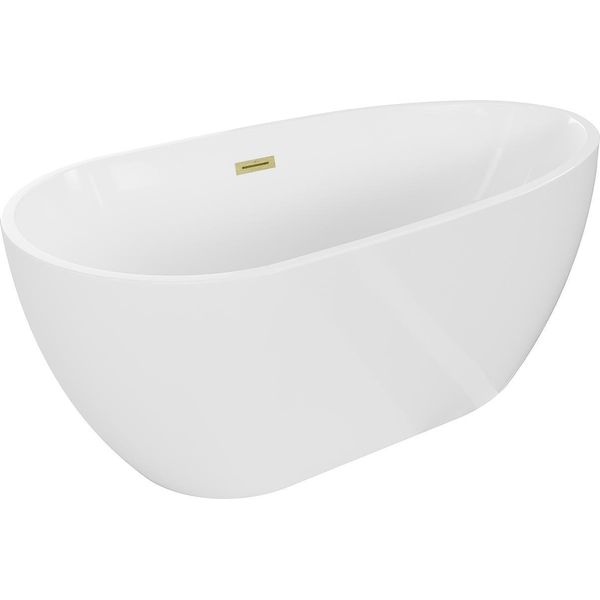 Mexen Eos Vasca Da Bagno Freestanding 170 X 75 Cm, Bianca, Troppopieno Oro Spazzolato - 52471707500-55-image