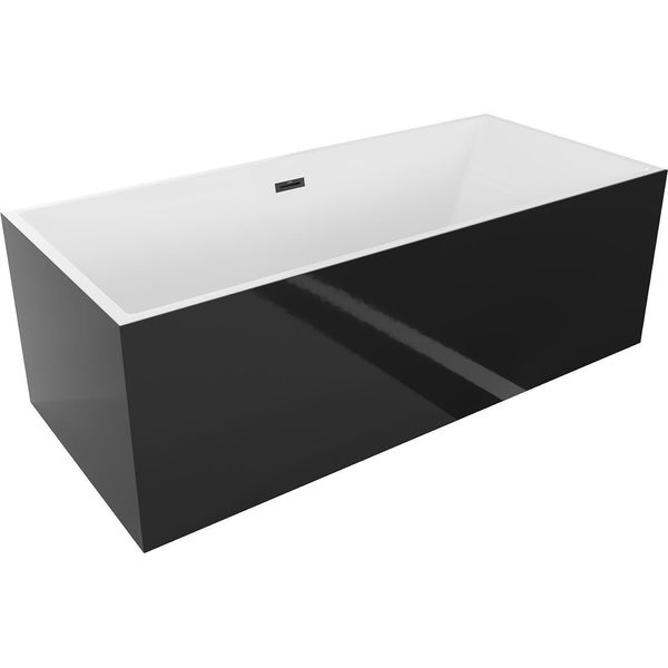 Mexen Vigo Vasca Da Bagno Freestanding 178,5 X 80 Cm, Bianca/Nera, Troppo Pieno Nero - 51251788075-70-image