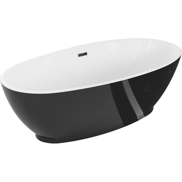 Mexen Bilbao Vasca Da Bagno Autoportante 180 X 90 Cm, Bianca/Nera, Troppopieno Nero - 51311809075-70-image