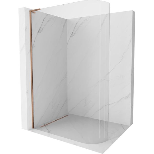 Mexen Kioto-R L Pannello Doccia Arrotondato Walk-In 100 X 200 Cm, Trasparente, Rame Spazzolato - 800-100-103-65-06-image