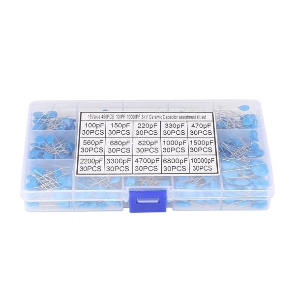 450Pcs 100Pf-10000Pf 15 Valore 3Kv Condensatori Ceramici Ad Alta Tensione Kit Di Assortimento-image