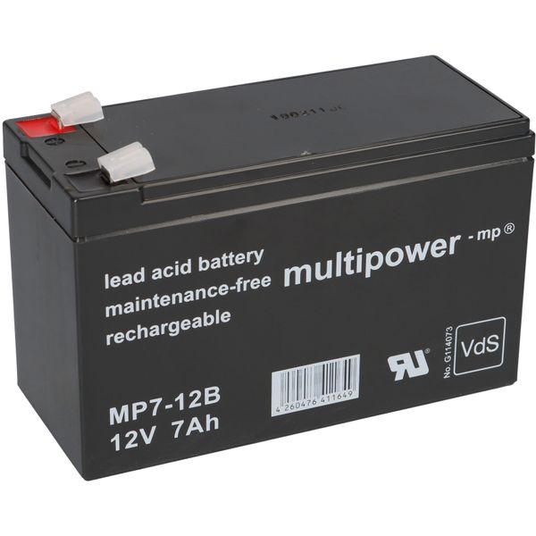 Batteria Al Piombo Multipower MP7-12B Pb 12V 7Ah Vds Faston 6,3 Mm-image