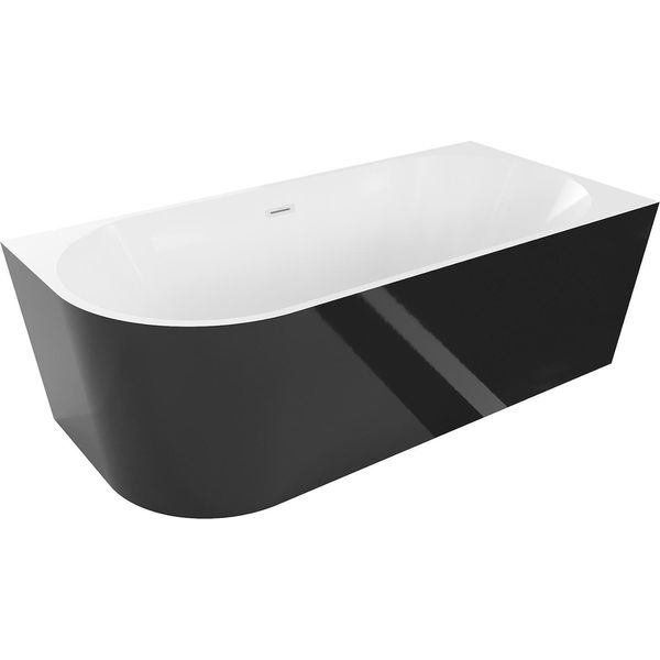 Mexen Mia Vasca Da Bagno Freestanding Angolare Destra 150 X 75 Cm, Bianca/Nera, Troppopieno Bianco - 52691507575P-20-image
