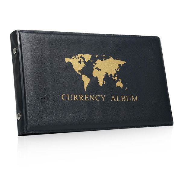 40 Tasche Album Per La Raccolta Di Banconote 20 Fogli Porta Banconote Da Un Dollaro In Tutto Il Mondo Cuoiopoliuretanocopertina Rigida Libro Per La Raccolta Di Libri Pagine A Doppia Faccia Per Carte Collezionabili Francobolli Biglietti Francobolli-image