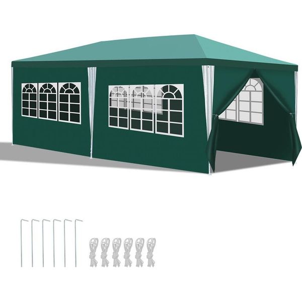 Aopunly Gazebo 3X6M Verde Con Pareti Laterali Tenda Party Protezione Uv Per Giardino Esterno Campeggio-image