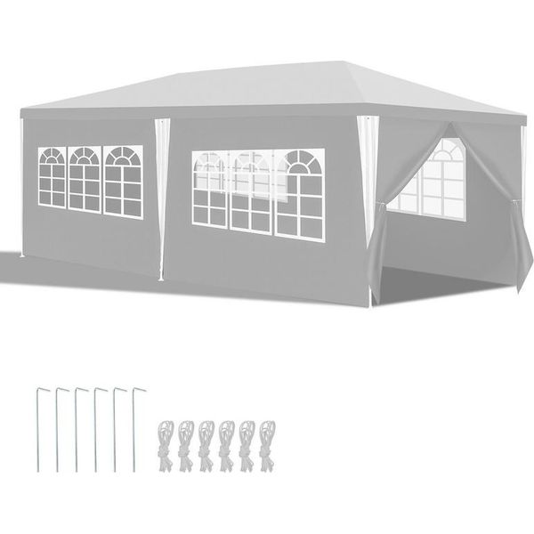 Aopunly Gazebo 3X6M Bianco Con Pareti Laterali Tenda Party Protezione Uv Per Giardino Esterno Campeggio-image