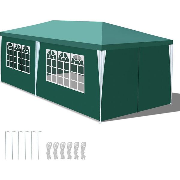 Jopassy Gazebo 3X6M Verde Con Pareti Laterali Tenda Party Protezione Uv Per Giardino Esterno Campeggio-image
