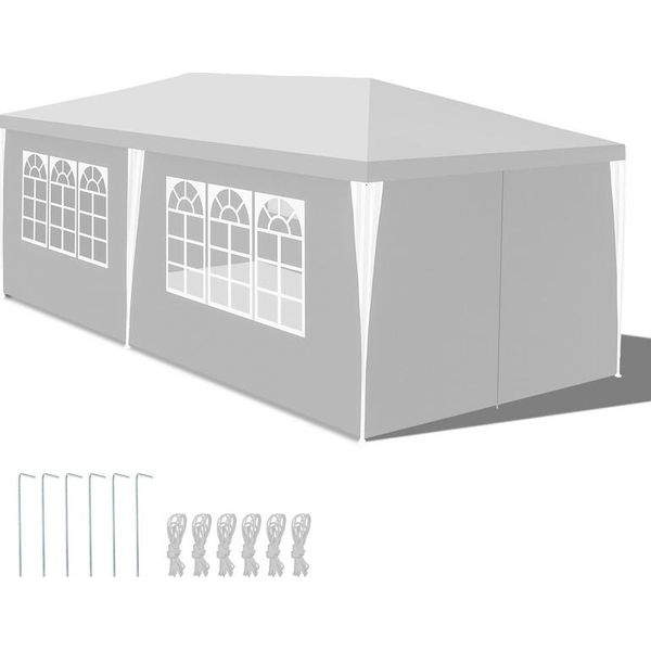 Jopassy Gazebo 3X6M Bianco Con Pareti Laterali Tenda Party Protezione Uv Per Giardino Esterno Campeggio-image