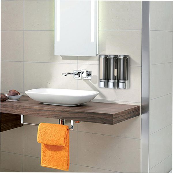 Dispenser Manuale Di Sapone A Parete - Scatola Per Shampoo A Tre Scomparti, Dispenser Di Sapone Liquido Per Doccia, Bagno E Toilette, 200Ml*3-image