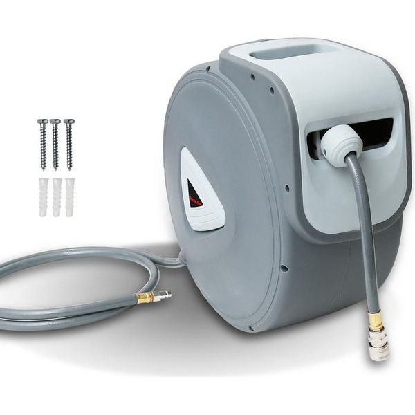 Avvolgitubo Jopassy Avvolgitubo Automatico Per Aria Compressa Automatico 30M Tubo Per Aria Compressa Attacco 1/4 Incl. Portagomma A Parete, Pressione Di Esercizio Max. 18 Bar-image