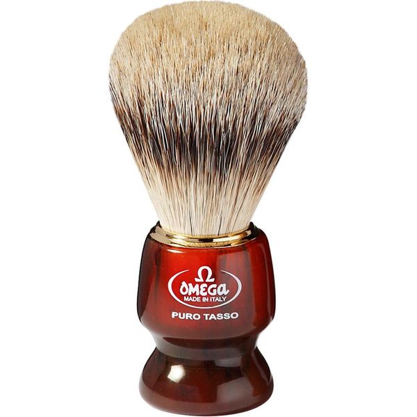 Omega Pennello Da Barba In Pelo Di Tasso Spennato Super Badger 616 Con Manico In Resina-image