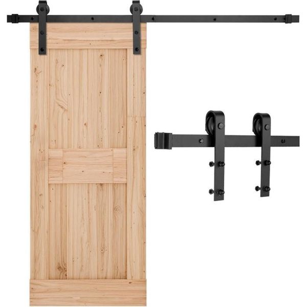 Sistema Di Porte Scorrevoli 150 Kg - Ferramenta Per Porte Scorrevoli Con Binario Da 1,5 M - Set Di Porte Scorrevoli Nere-image
