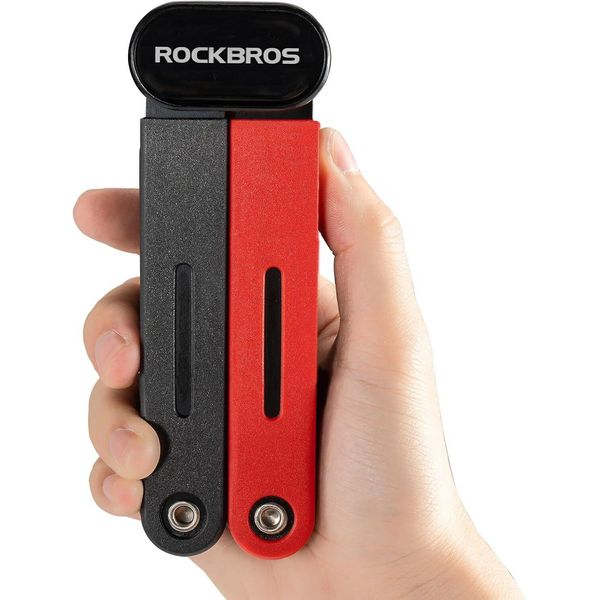 Rockbros Lucchetto Pieghevole Per Bicicletta Antifurto Con Staffa 120Cm Lucchetto Pieghevole Per E-Bike Mtb Nero Rosso-image