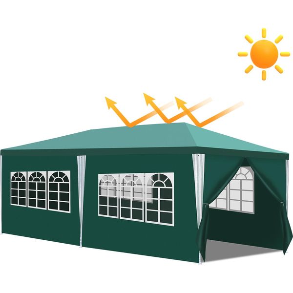 Gazebo Clanmacy Con Finestre Con Pannelli Laterali 3 X 6 M Blu-image