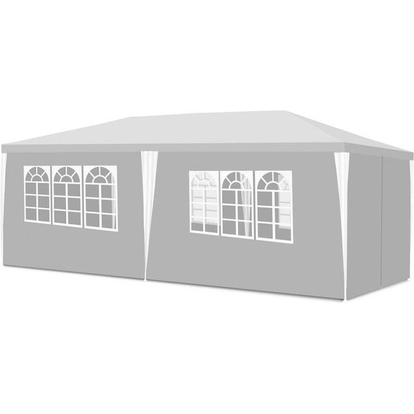 Gazebo Clanmacy Con Finestre Con Pannelli Laterali 3 X 6 M Bianco-image
