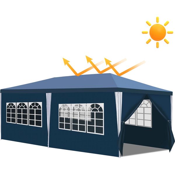 Gazebo Clanmacy Con Finestre Con Pannelli Laterali 3 X 6 M Verde-image