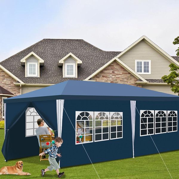 Bettizia 3X6M Gazebo Da Giardino Con Pannelli Laterali Tenda Portatile Impermeabile Con Tubo Di Ferro, Verde-image