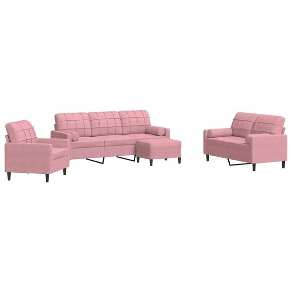Syfax™ Set Di Divani 4 Pz Con Cuscini E Rinforzi Rosa In Velluto-image