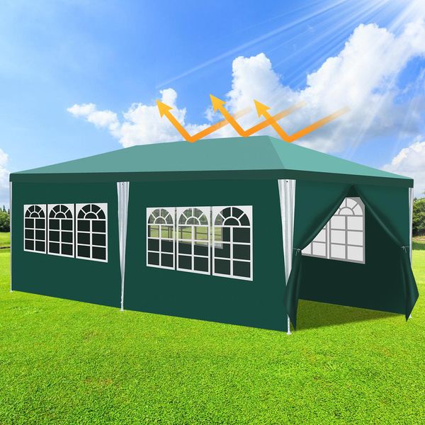 Tolletour 3X6M Gazebo Da Giardino Con Pannelli Laterali Tenda Portatile Impermeabile Con Tubo Di Ferro, Blu-image