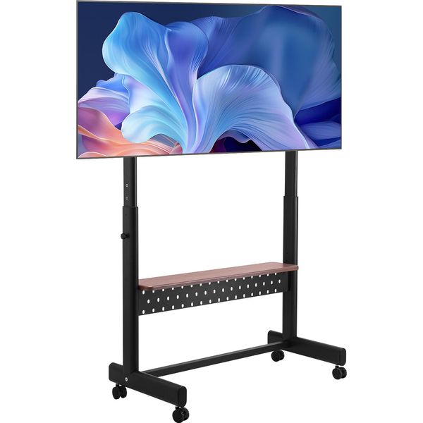 Supporto Tv Vevor Con Rotelle, Per Schermi Da 1397-2540 Mm Con Ripiano, Fino A 92,99 Kg, Per Soggiorno, Camera Da Letto, Ufficio (Max. Vesa 800 X 600 Mm)-image