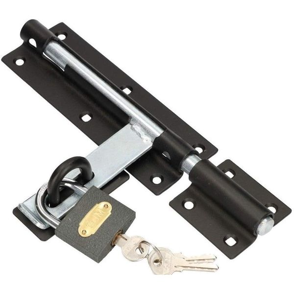 Kotarbau® Catenaccio 260/16 Mm Con Lucchetto Catenaccio A Slitta Catenaccio Superiore Per Cancello Catenaccio Per Cancello A Scorrimento Catenaccio Per Porta Zincato Nero-Argento Catenaccio Per Serratura Porta-image