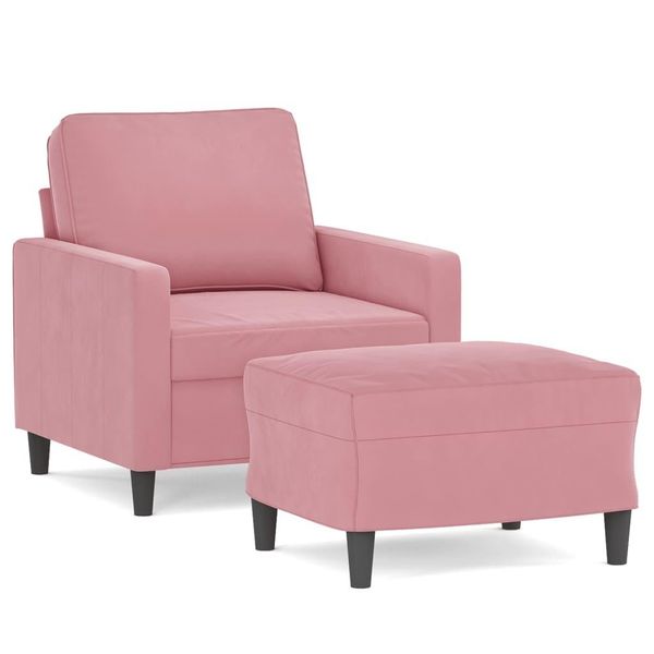 Syfax™ Poltrona Con Poggiapiedi Rosa 60 Cm Velluto-image