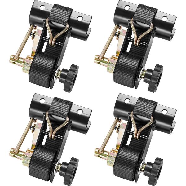 Cinghie Di Tensione Vevor Per Telaio Scala, 47,5-50,8 Mm, Attacco Tubo Rotondo Nero, 38 Mm X 2,25 M, Cinghie A Cricchetto Con Doppio Gancio A J, Portata 226,8 Kg, Con Chiusura A Fibbia (Confezione Da 4)-image