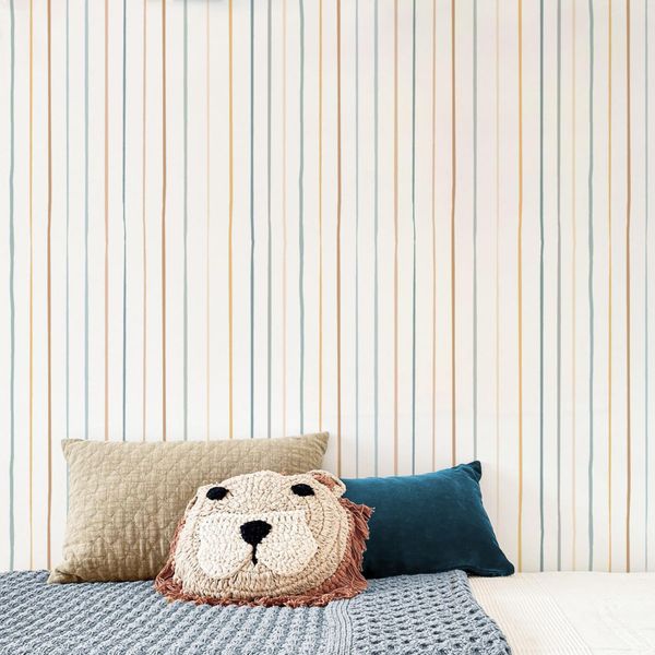 Carta Da Parati Adesiva Vinile Colorful Stripes Multicolor 50X300 Cm-image