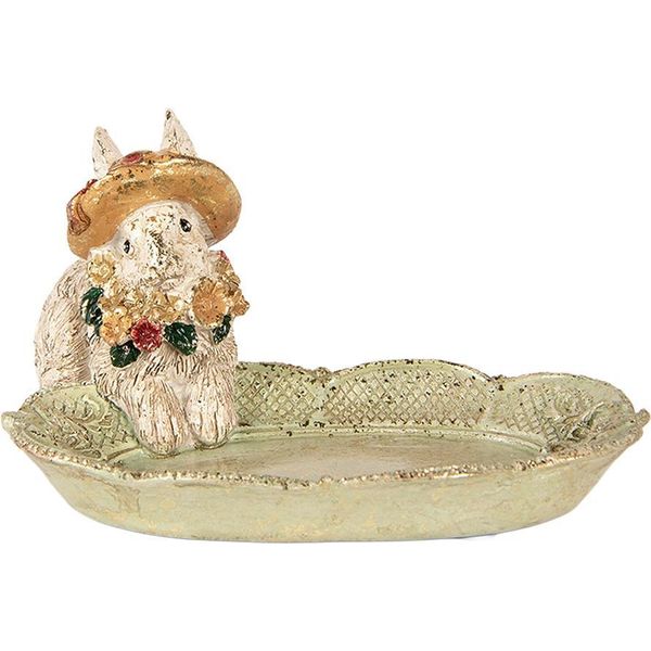Clayre & Eef Decorazione Ciotola Coniglio 14X12X8 Cm Plastica Beige-image
