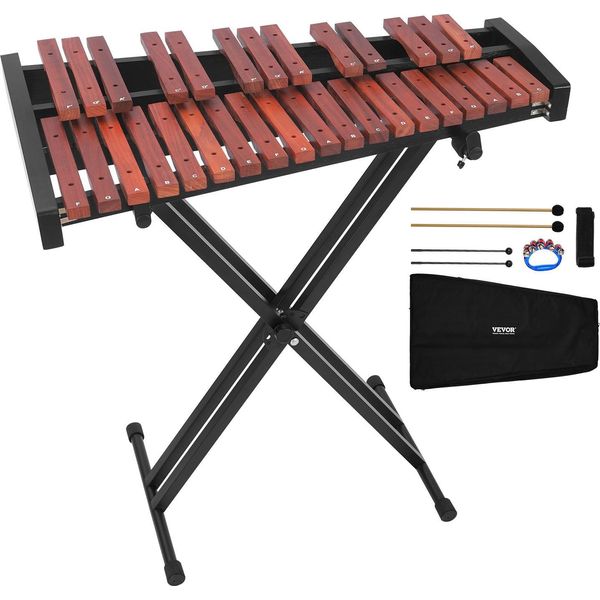 Vevor Glockenspiel, 32 Note, Strumento A Percussione Xilofono Professionale In Legno, Con Supporto Regolabile In Altezza Acciaio Al Carbonio, 4 Mazzuoli, Borsa Per Il Trasporto, Set Di Strumenti Musicali Per Principianti-image