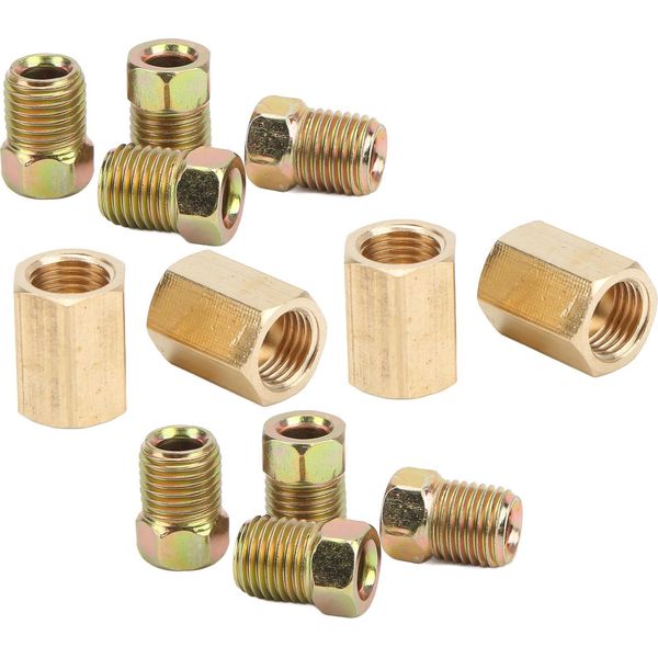 Set Di Raccordi Per Tubi Freno Da 12 Pezzi, Filettatura 24 Da 3/8 Di Pollice, 4 Raccordi, 8 Dadi, Ottone, Universale Per Tubi Da 3/16 Di Pollice-image