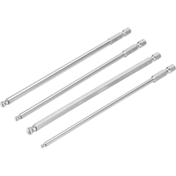 Set Di 4 Pezzi Per Cacciavite Esagonale, Acciaio S2, Punte A Sfera Magnetiche, Gambo Da 1/4 Di Pollice, 150 Mm-image