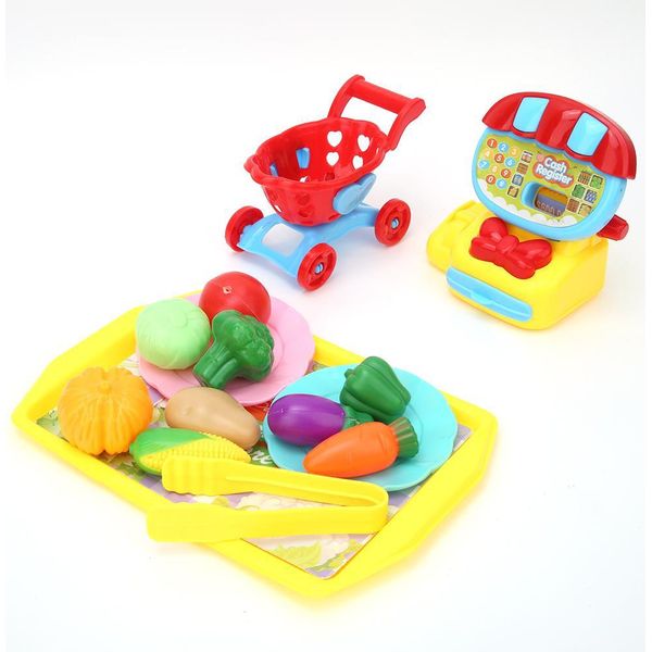 Bambini Simulazione Registratore Di Cassa Giocare Giocattolo Carrello Della Spesa Per Il Bambino Oltre 3 Anni22Pcs-image
