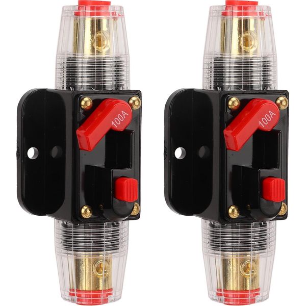 Interruttore In Linea 12-24 V Con Riarmo Manuale, Portafusibili, Linguette Per Batteria, Tubo Termorestringente Per Impianto Audio Auto-Barca, 100 A-image